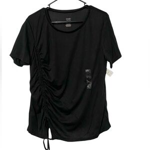 NWT Jennifer Lauren Black Side Scrunch Top